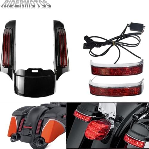 Motorcycle SaddleBag Led Rear Turn Lamp Run Brake Light+Rear Fender Extension Fascia For Harley Touring Street Road Glide 14-Up