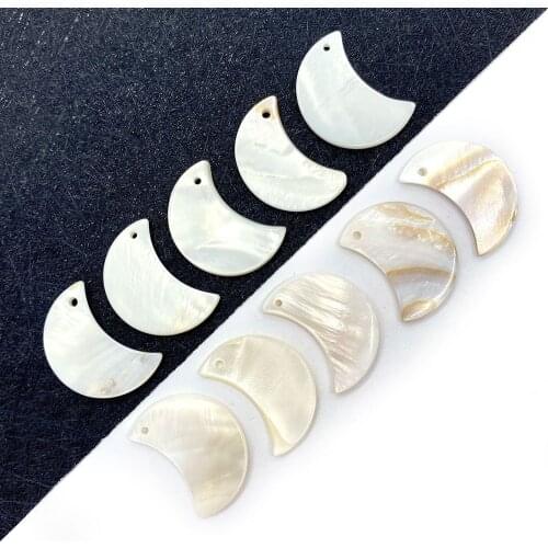 Natural White Shell Pendant Bead Craft Making Carving Moon Shape DIY Bracelet Necklace Earring Jewelry Accessories Charm