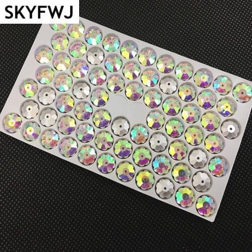 Clear AB Color Glass Crystal Marguerite Lochrose Sew on rhintone6,8,10,12,14mm Plum flower One Hole Sewing Stone Dress Making