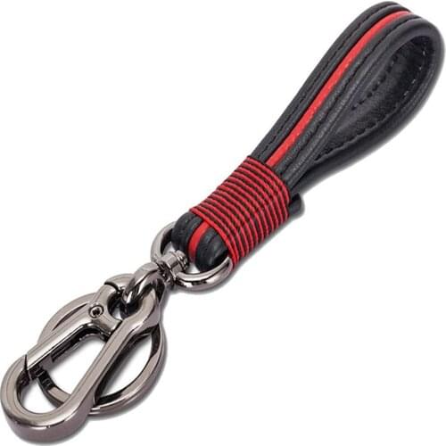 Manual Leather Braided Rope Black Red Men And Women Car Key Chain Key Chain Mobile Phone Gift Pendant