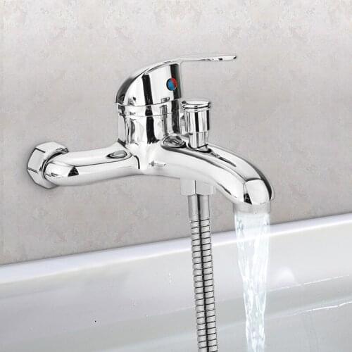 Zinc alloy Basin Faucets Chrome Wall Mounted Hot Cold Water Dual Spout Mixer Tap Faucet Bath Shower Basin