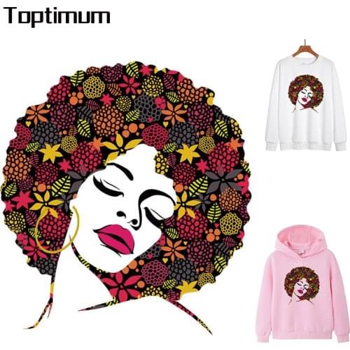 Beautiful Lady Thermo Transfer Sticker On Clothes DIY Iron On Patches For Clothing Washable Women T-shirt Patch Applique