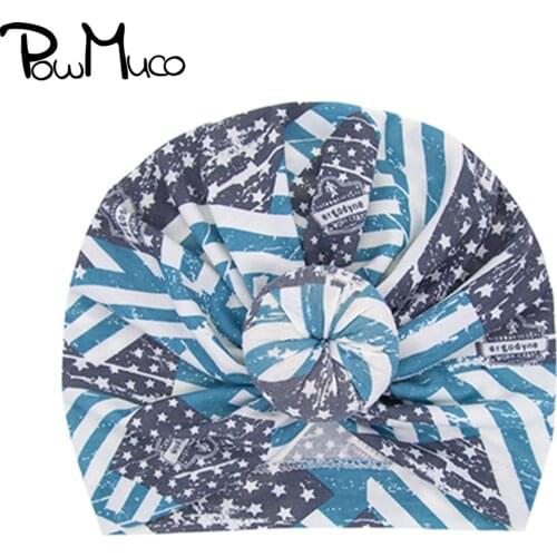 Powmuco 19*17 CM Comfortable Soft Knitting Cotton Infant Hat Fashion Striped Print Donut Baby Caps Kids Accessories Holiday Gift