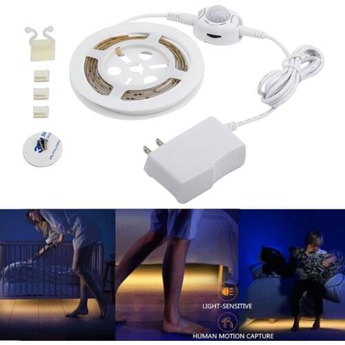 Smart LED motion sensor light tape 5V smd 3528 60led/m power adapter night LED strip for home room loft kitchen cabinet decor