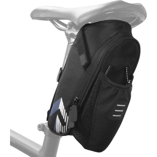 Bicycle Saddle Bag with Water Bottle Pocket Waterproof Large Capacity Bike Bag Reflective Cycling Rear Seat Post Bag