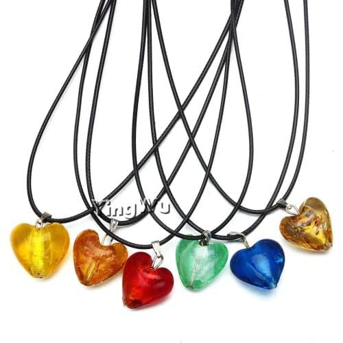 Yingwu 2019 New Fashion Love Heart Glass Crystal Women Necklace Pendant Rope Chain Glass Alloy Jewelry