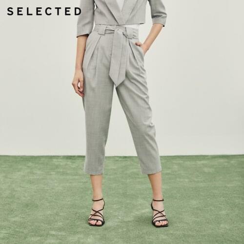 SELECTED Womens Casual Nine-point Trousers High-waist Casual Cropped Pants S|420218518