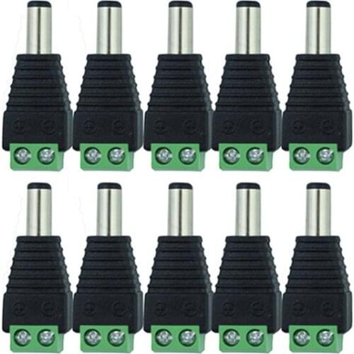 10 Pcs DC Power Male Plug 12V 2.1 x 5.5mm Jack Adapter Connector Plug for CCTV single color LED Light