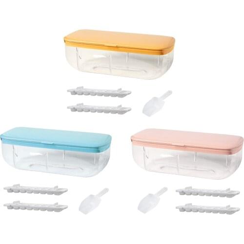 Kitchen 24 Lattice Silicone Ice Molds Ice Maker for Home Remove Easily Release Mold Quickly Double Layer with Container
