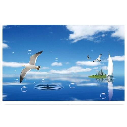 Customized 3d wallpaper 3d tv wallpaper murals blue sky white cloud sea gull landscape paintings wall living room wallpaper