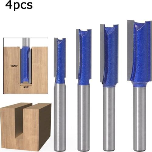 4pcs 6mm Shank Milling Trimming Straight Knife Flush Router Bit Wood Carbide End Woodworking Slotting Cutter