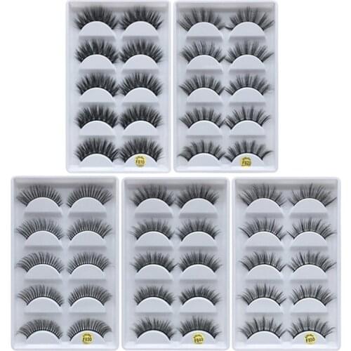 Vip momo 5 pairs mink eyelashes natural long false eyelashes 3d mink lashes 1 box extension eyelash for makeup faux lashes