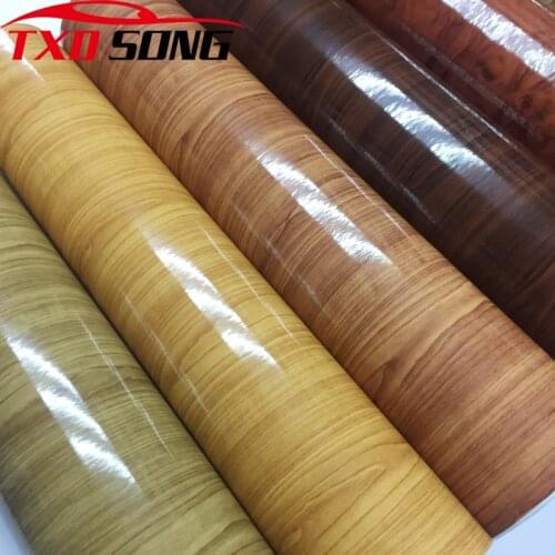 7 Sizes High Glossy PVC Furniture Wood Grain Car Wrap Car Film Internal Stickers Waterproof Wood Vinyl Sticker