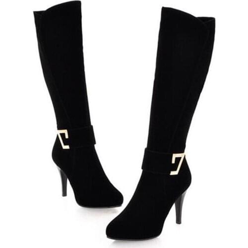 Promotion winter New pattern fashion High heel boots Fine heel Minimalism Comfortable High cylinder Women Boots plus size 34-39