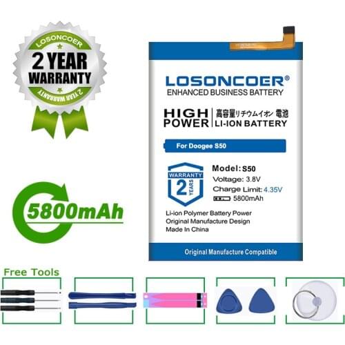 LOSONCOER Battery 5800mAh Battery For Doogee S50
