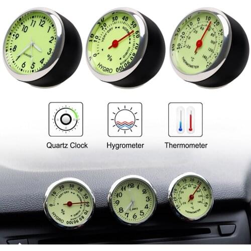 Car Clock Thermometer Hygrometer Quartz Watch Mechanics Luminous Car Decoration Car-Styling Mini Ornaments For Auto Home