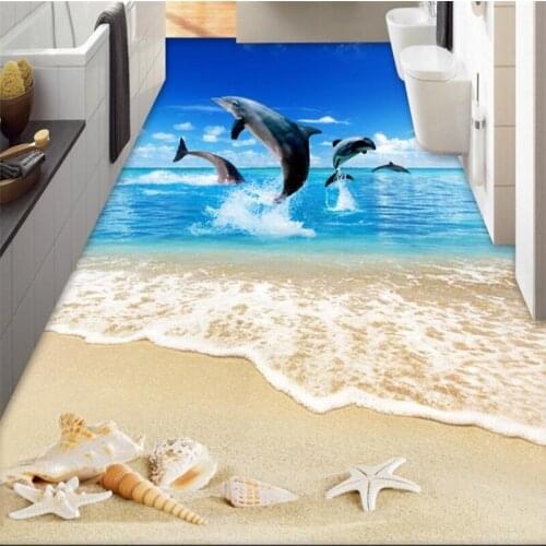 Beibehang Large Custom Flooring 3D Ocean Beach Beach Starfish Living Room Bathroom Floor Decorative Painting