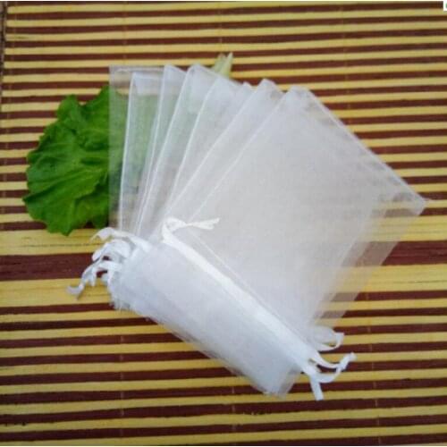 Household 11sizes 100pcs/ 10x15cm White Organza Bags Jewelry Gift Packaging Drawstring Bags Apply to Wedding/Birthday/Christmas