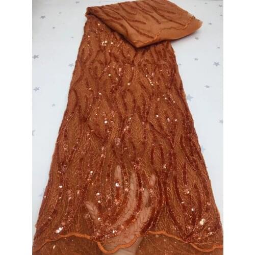 Pure color and exquisite branch sequins mesh embroidery, African lace fabric, suitable for ladies' fashion skirts