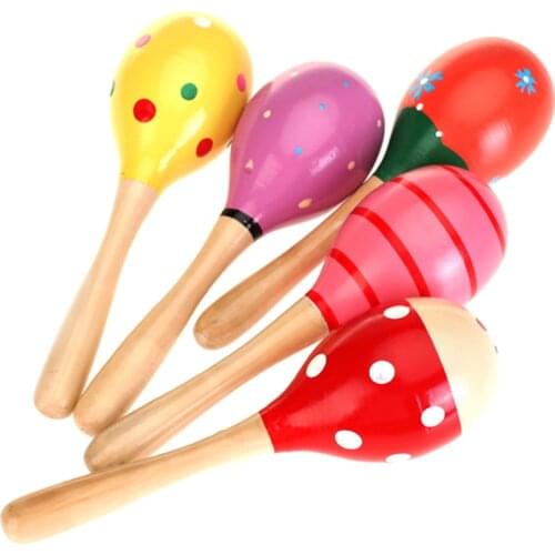 Colorful Wooden Maraca Egg Rattles Baby Toddler Shaker Toy Kid Musical Instrument Party Favor Kids Great Birthday Gift
