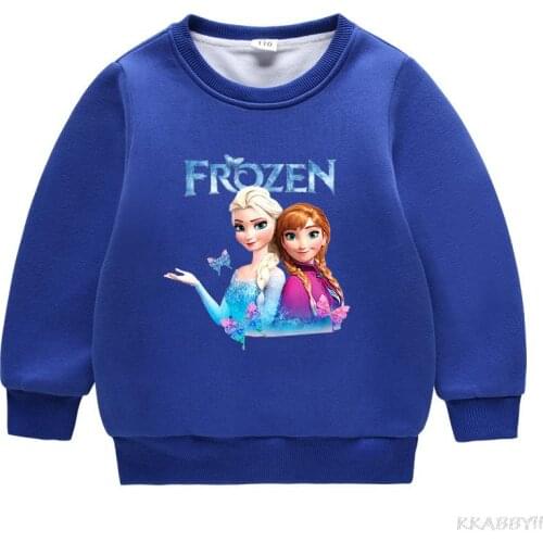 Disney Frozen Cartoon Print Baby Girls Hooded Sweatshirts Childrens Clothes Girls Boys Pullovers Outwear