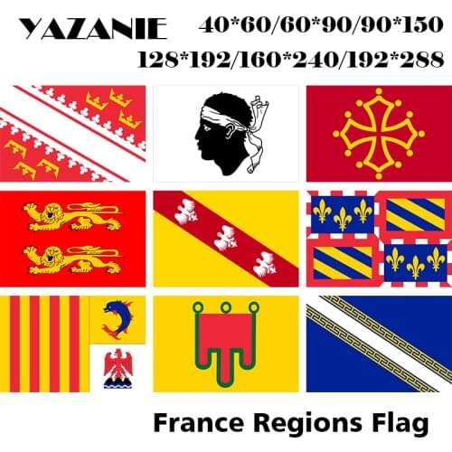 YAZANIE Double Sided France Alsace Corsica Midi Pyrenees Normandy Lorraine Burgundy Provence Alpes Cote dAzur French Region Flag