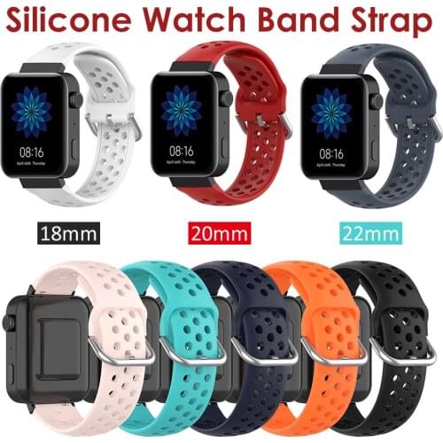 Breathable Holes Watch Band Sports Straps for galaxy watch 46mm/ Amazfit Bip lite/ VivoActive 4s 22mm 20mm 18mm Stainless Buckle