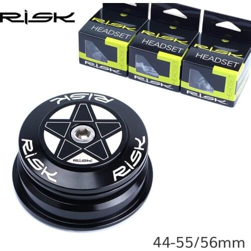 RISK 44-55mm Bicycle Headset for Tapered Headtube 44-56 Bike Double Bearing Headset for 1.5 Taper Fork / 28.6mm Straight Fork