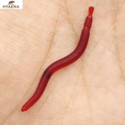 Hyaena 100pcs 4cm Long Soft Earthworm Lifelike Fishy Smell Red Soft Lure Simulation Earthworm red Worm Artificial Fishing Lure
