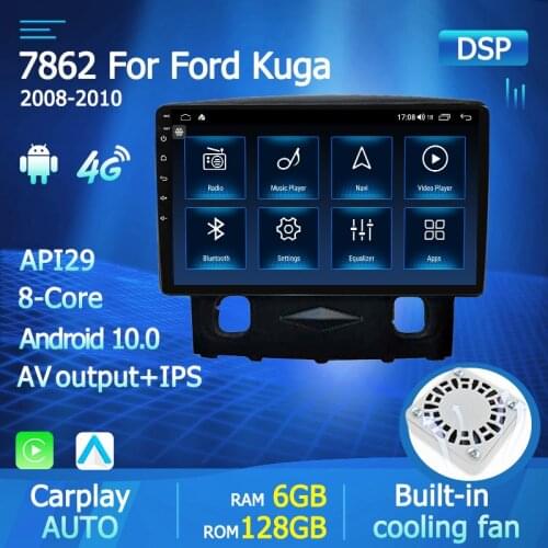 IPS 9" Touch Screen Android 10.0 Dsp RDS Carplay GPS Stereo For Ford Kuga 2008 2009 2010 Multimedia Auto Radio AV Output 4G Wifi