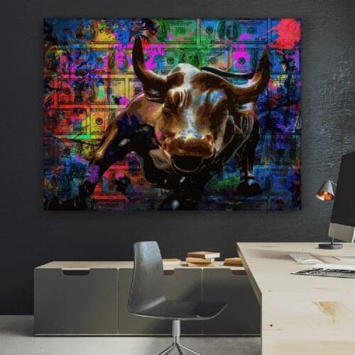Angry Spanish Bull Canvas Painting Wall Art Poster And Animals Art Prints Charging Bull for Living Room Home Decorative Cuadros
