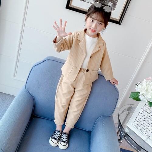 Teenage Girls Clothing Sets 2020 Spring School Jackets Pants Suits for Girls Clothes Fashion Striped Plaid Kids Costume 12 13 Y
