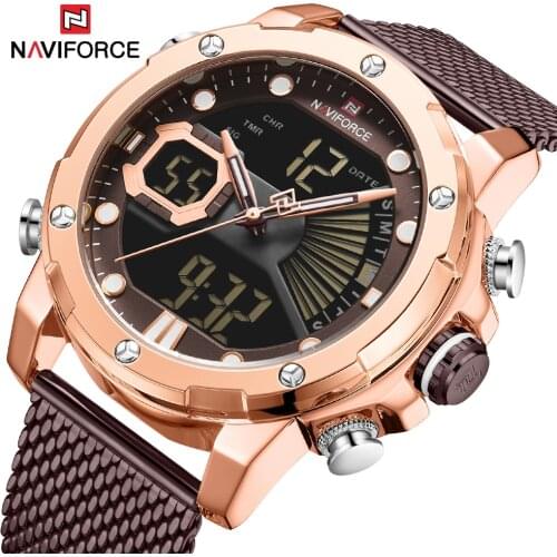NAVIFORCE Fashion Men Multifunction Waterproof Luminous Watch Mens Sport Quartz Watches Men Dual Dispay Clock Horloges Mannen