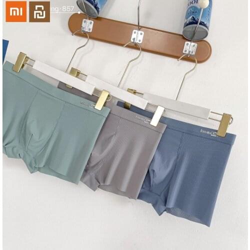 New Xiaomi Youpin 3pcs Large Size mens Underwear Ice Silk Non-trace Thin Style Breathable Antibacterial Cool Boxer Panties