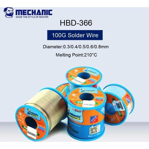MECHANIC 100g Sn42/Bi58 0.3/0.4/0.5/0.6/0.8mm Low Temperature Solder Wire Lead Free Soldering Tin Line Soldering Wire Roll