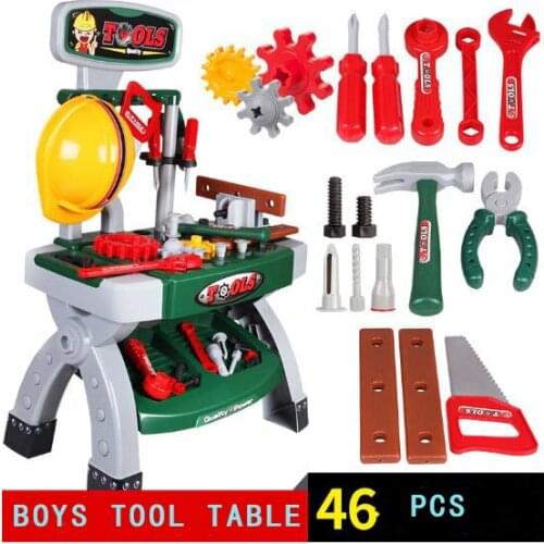 Plastic Hand Tool Baby Engineer Tools Set 46PCS Boys Toys Simulation pretend Work Bench Repair Table Tool brinquedo menino
