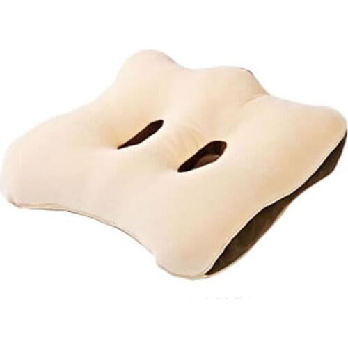 Double-hole Office Chair Cushion Memory Foam Particles Ergonomic Design Health Care Vertebrae Hemorrhoid Pillow Slow Rebound