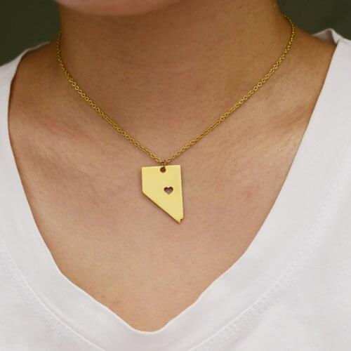 Simple USA State Map necklace stainless steel Nevada Map pendant necklace