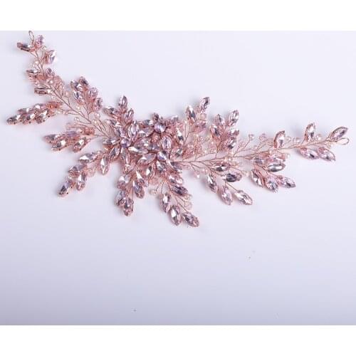 Luxury Pink All Rhinestone Bridal Headband Women Party Headpieces for Bride Wedding Hair Accessories Hair Ornaments