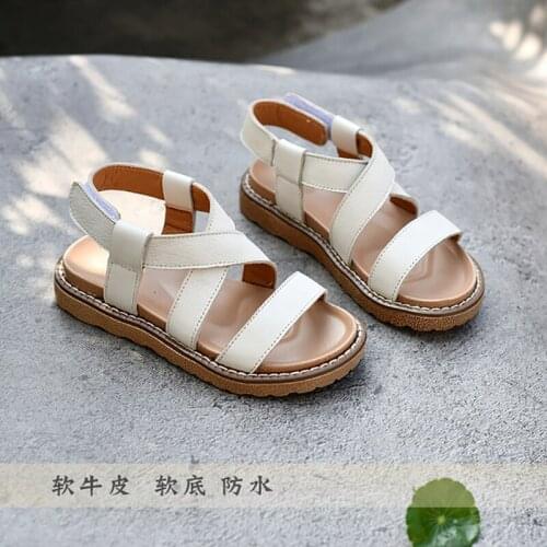 Dolakids Girl Sandal Soft Cowhide Leather Shoes Princess Shoes 2021 Summer Baby Casual Beach Shoes Little Girl Soft Soles