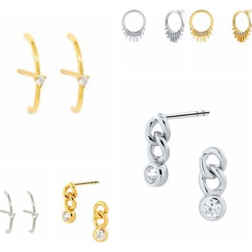 Simple 925 Sterling Silver Ear Needle Earrings Crystal Zircon Stud Earrings For Women Tiny Earrings Fashion Jewelry