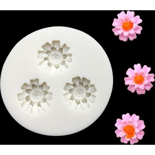 3 Flowers Silicone Mold Sugarcraft Fondant Cake Decorating Tools Cupcake Chocolate Baking Mold