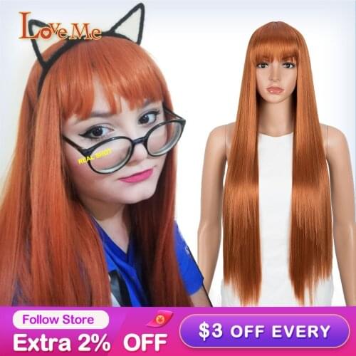 Synthetic Wig Long Straight Wig With Bangs Synthetic Wigs White Purple Ombre Wig Heat Resistant Fiber Cosplay Wigs For Women