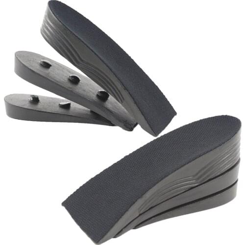 Men Women PU Three-layer Adjustable Heightening Insole Invisible Heightening Pad Sport Shoes Half Pad Elastic Heightening Insole