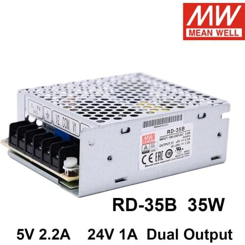 Taiwan MEAN WELL RD-35B 35W Dual Output switching power supply 5V 4A 24V 1A can replace NED-35B/D-30B