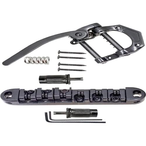 Vintage B5 Tremolo Bridge Tailpiece with Roller Saddle Locking Bridge for LP SG Guitar Musical Instrument Parts