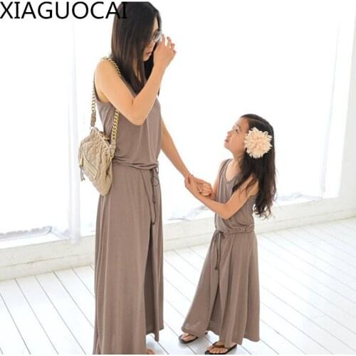 XiaGuoCai Family Matching Outfits Mother And Daughter girl dress summer new sleeveless Solid color Lace fashion dress l111 35