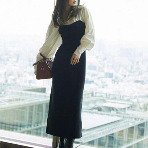 2021 Spring Autumn Chic Ruffles Patchwork Tops Elegant Fashion Tide Solid Women Blouses Stand Collar Puff Sleeve Femme Blusas