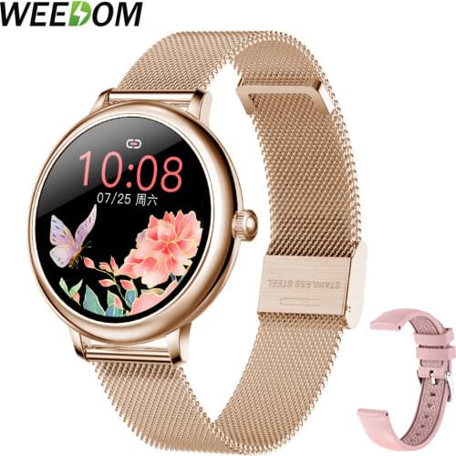 2021 Fashion Smart Watch Women 1.08"HD Custom Wallpaper Heart Rate BP Monitor Female Function Smartwatch For iOS Android