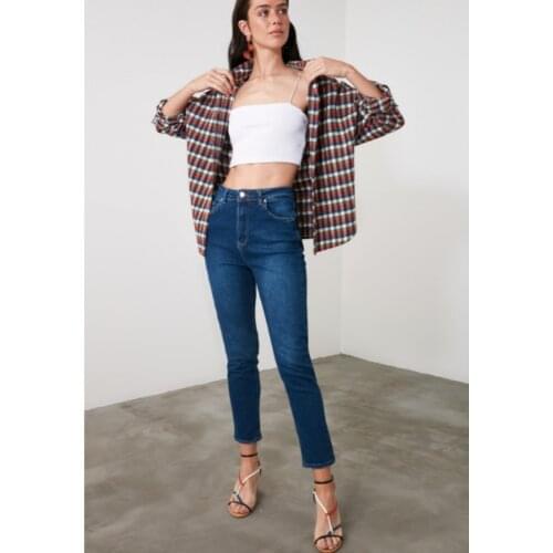 2020 Women Skinny jeans Blue high waist Denim stretch washed Autumn-winter fashion elastic size